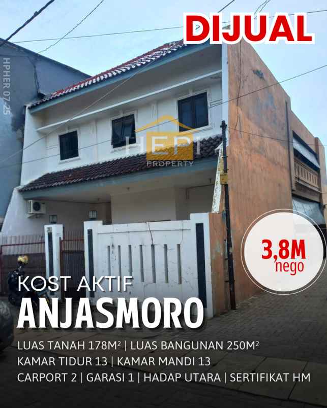 dijual kos aktif di anjasmoro semarang barat