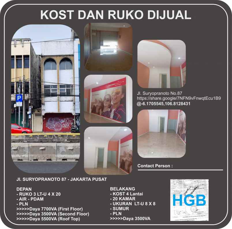 dijual ruko dan kost