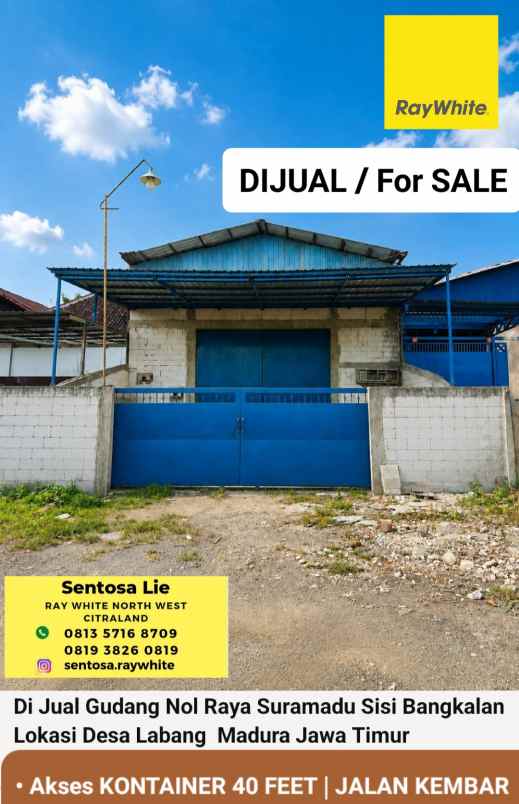 dijual ruko gudang kantor jalan raya suramadu