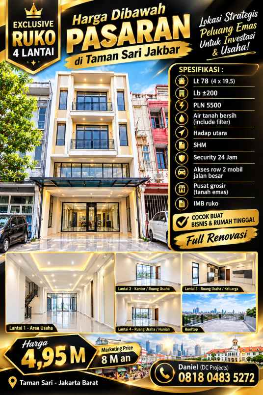 dijual ruko gudang kantor jl taman sari