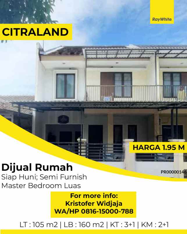 dijual rumah alam hijau citraland utama