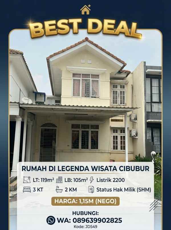 dijual rumah di legenda wisata cibubur