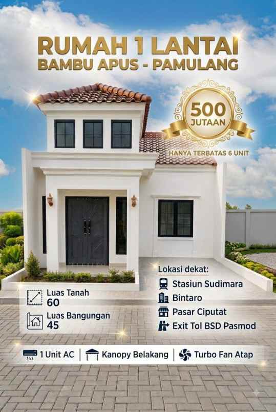 dijual rumah jl raya bambu apus pamulang