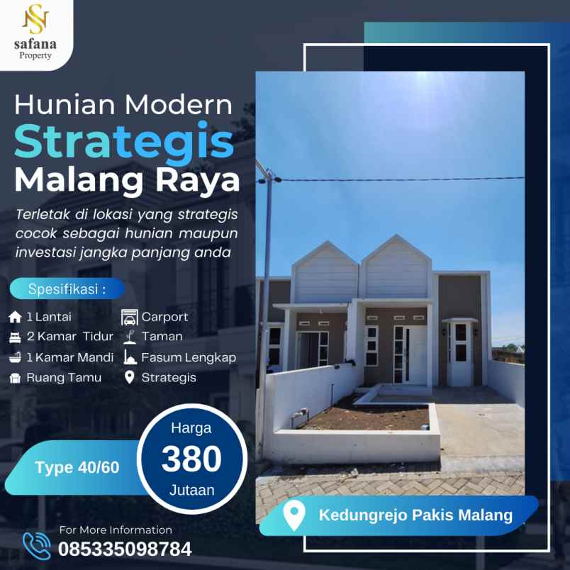Rumah Modern Lokasi Strategis Dekat Exit Tol Sawojajar Malang