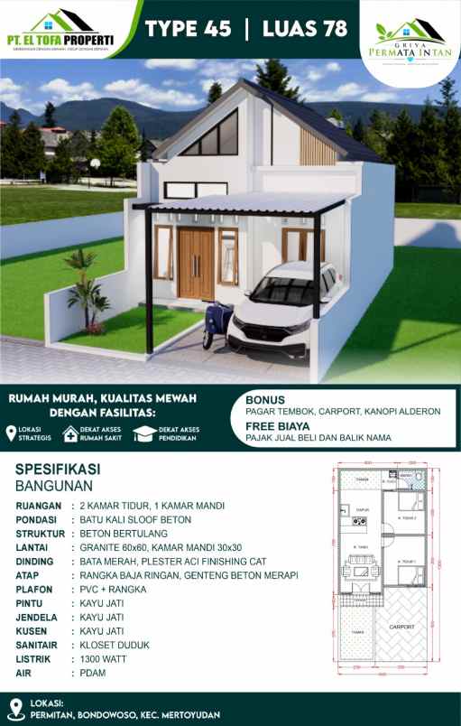 dijual rumah permitan rt rw 006 002