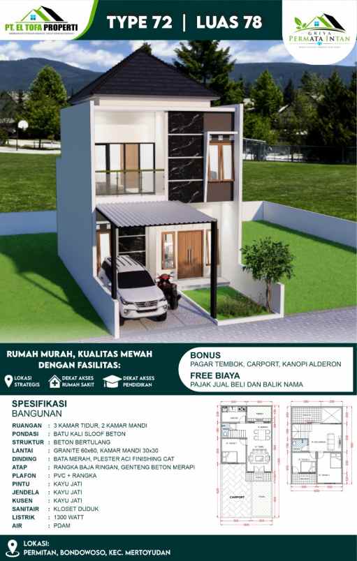 dijual rumah permitan rt rw 006 002