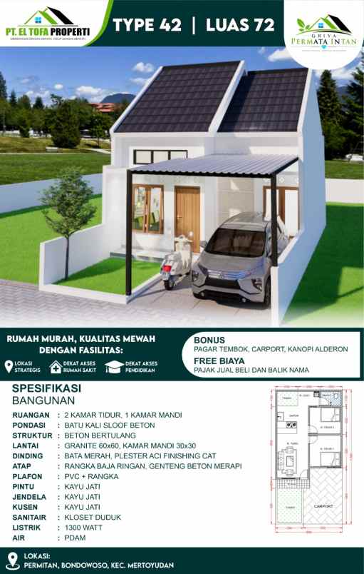 dijual rumah permitan rt rw 006 002