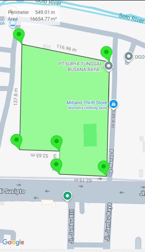 dijual tanah di pinggir jalan raya adi sucipto solo
