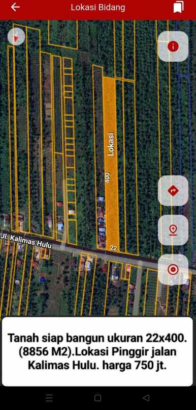 dijual tanah jalan kalimas hulu