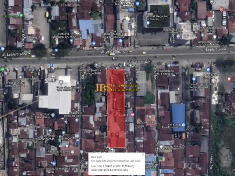 dijual tanah jalan letda sujono depan