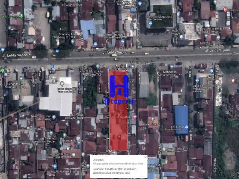dijual tanah jalan letda sujono depan