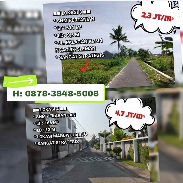 dijual tanah jl palagan km11 ngaglik sleman