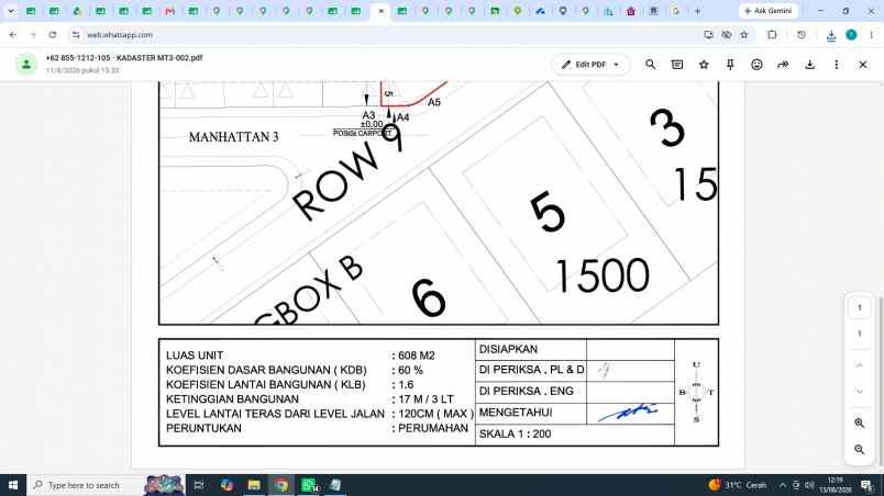dijual tanah kosambi barat kab