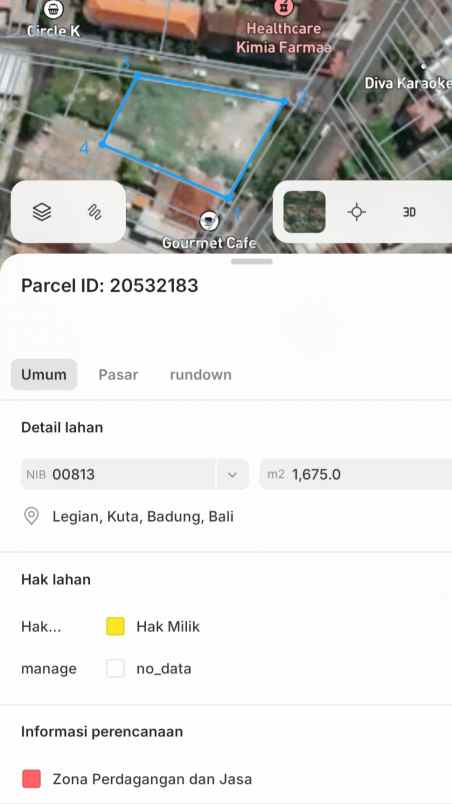dijual tanah legian