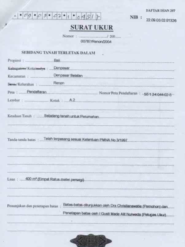 dijual tanah plaza renon