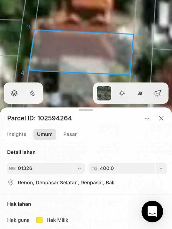 dijual tanah plaza renon
