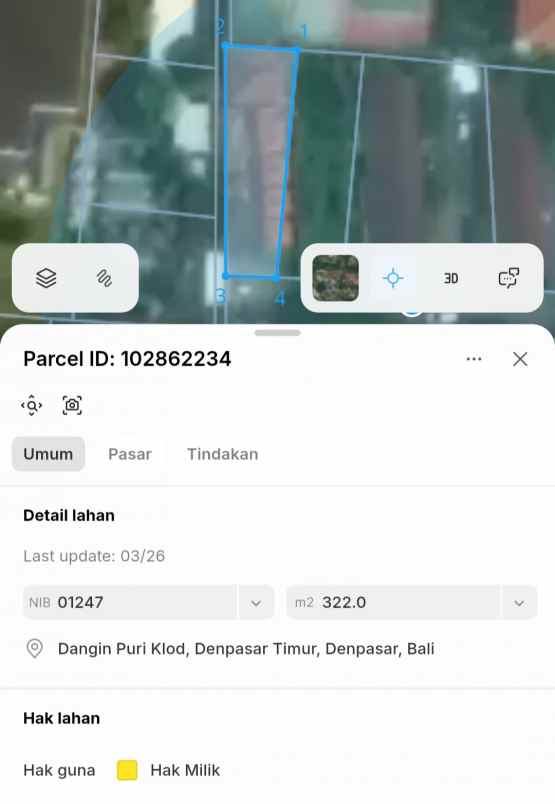 dijual tanah renon