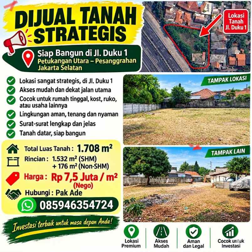 dijual tanah strategis disamping tol jorr w2