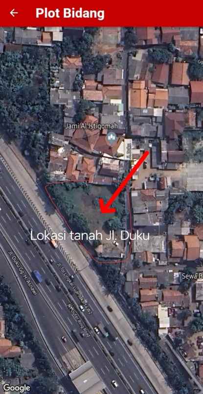 dijual tanah strategis disamping tol jorr w2