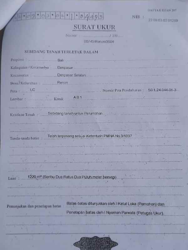 dijual tanah tukad badung