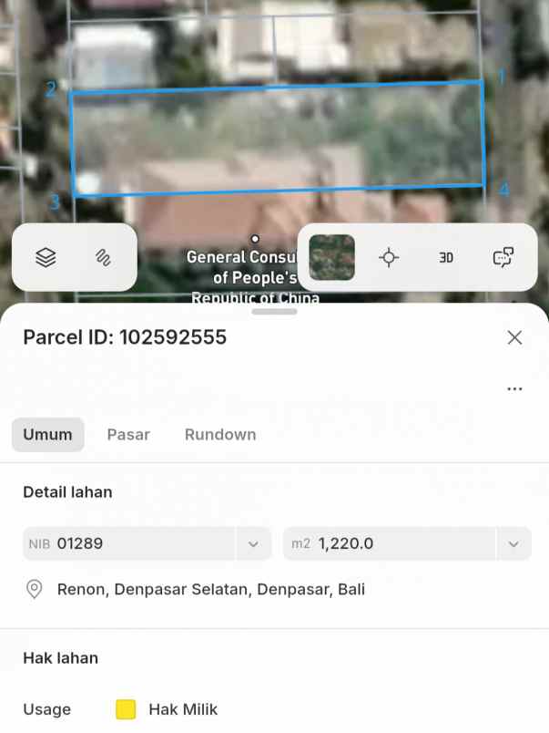 dijual tanah tukad badung