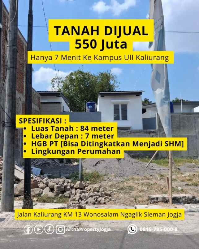 dijual tanah wonosalam ngaglik sleman jogja