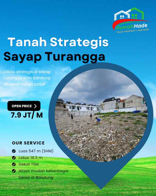 dijual turun harga tanah strategis di sayap turangga