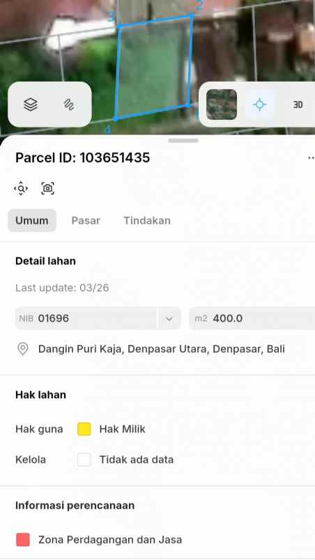 disewakan tanah gatsu tengah