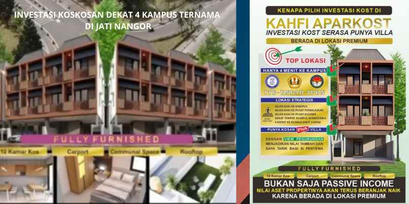 investasi koskosan di 4 kampus ternama di jati nangor