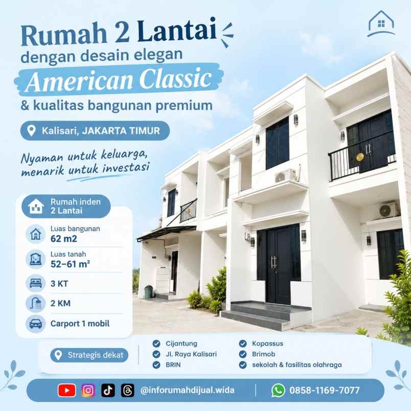 rumah 2lt american classic di kalisari jakarta timur