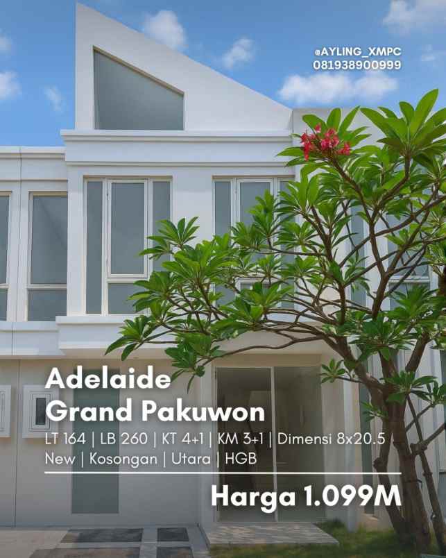 rumah adelaide grand pakuwon new kosongan carport