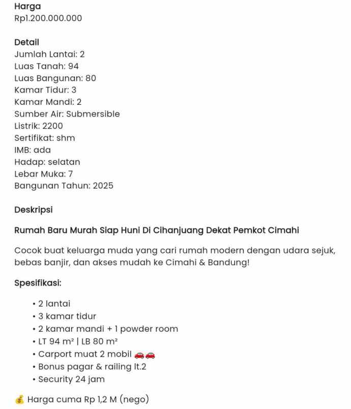rumah cihanjuang dekat pemkot cimahi