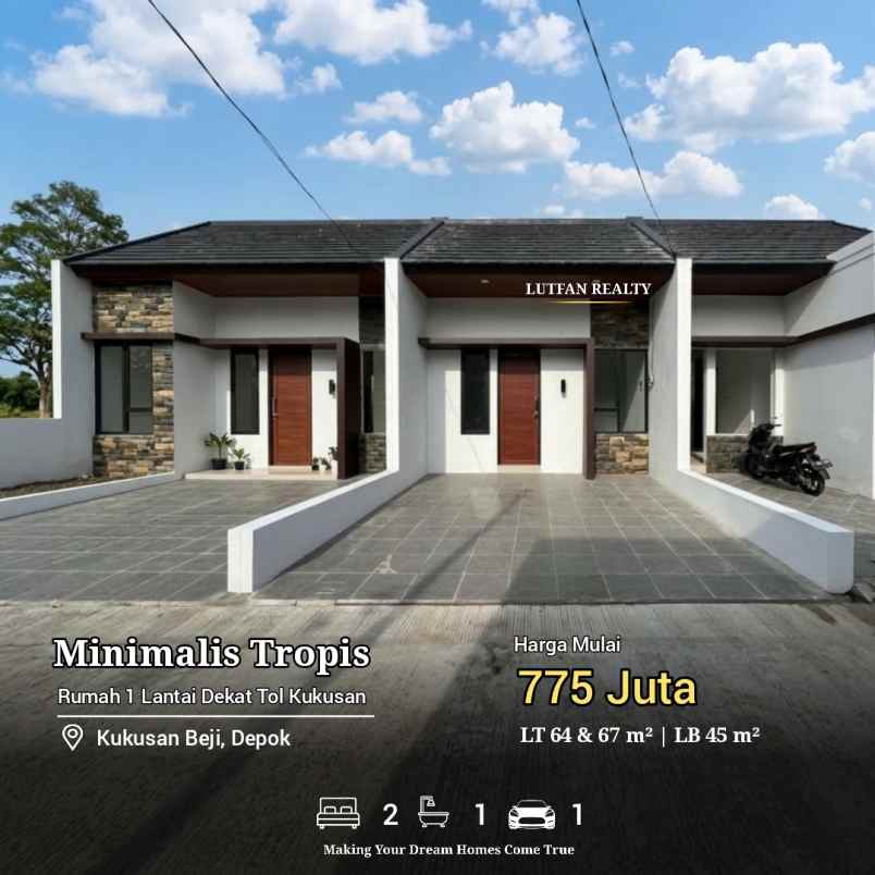 rumah minimalis 1 lantai beji depok