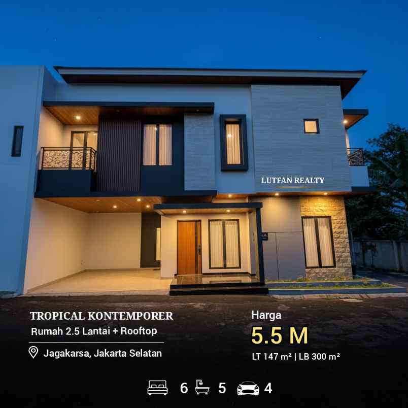 rumah modern kontemporer dalam cluster