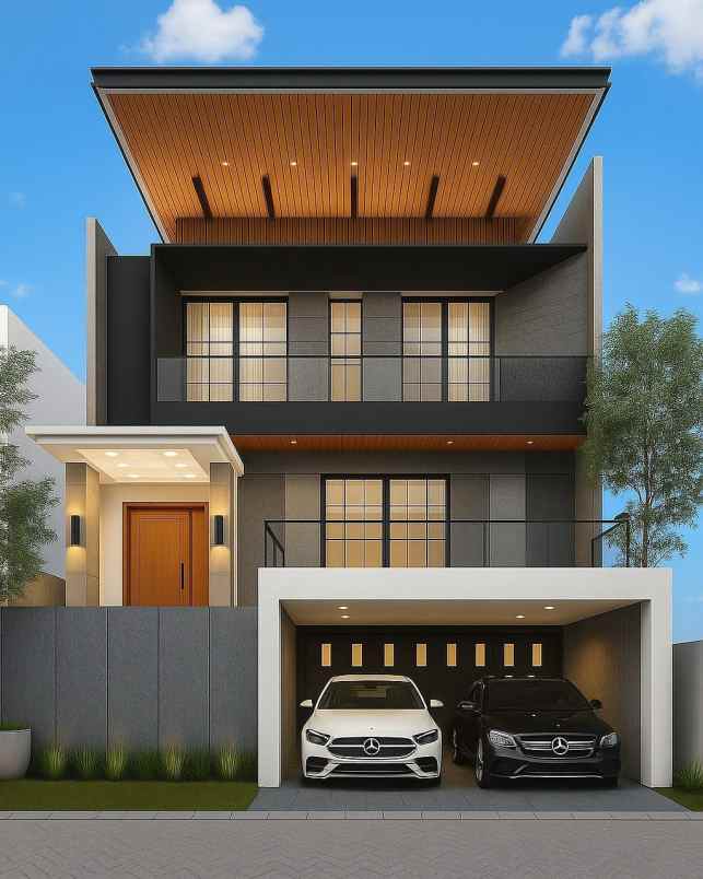 rumah waterfront citraland new minimalis carport 2