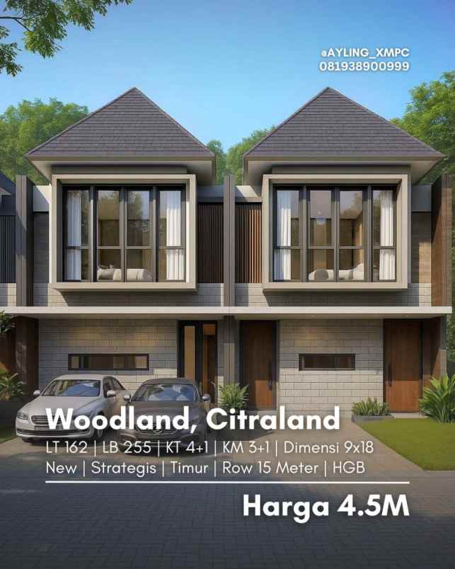 rumah woodland citraland new carport row 15 meter