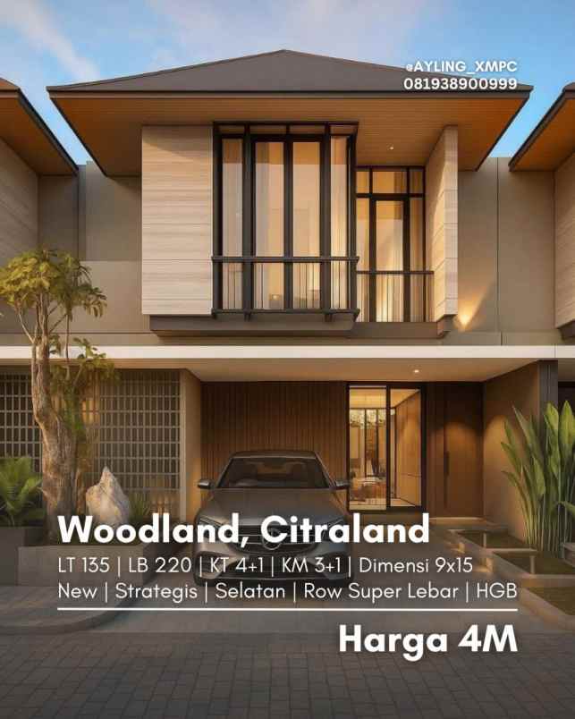 rumah woodland citraland new strategis row super lebar