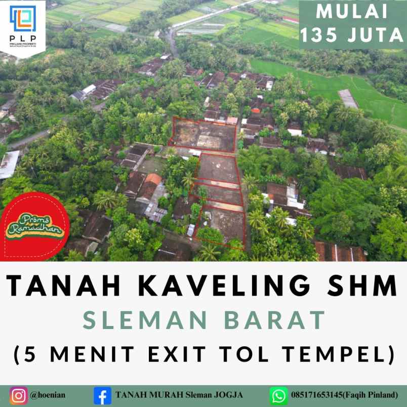 tanah kaveling shm sleman barat mulai 135 juta