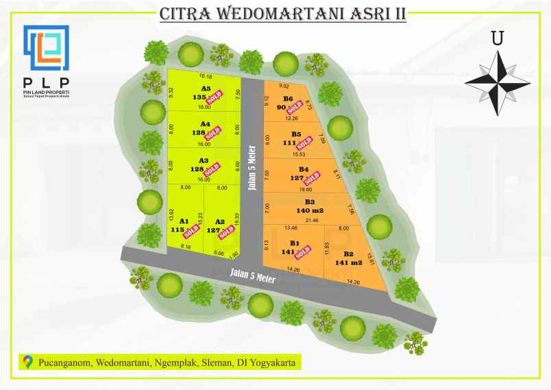 tanah kavling dalam perumahan 500 meter dari jl tajem