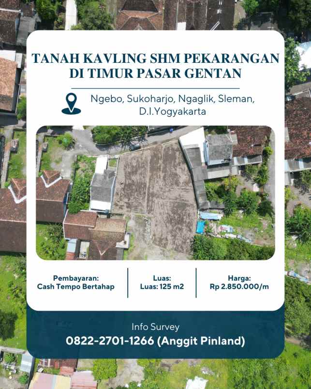 tanah kavling shm pekarangan di timur pasar gentan