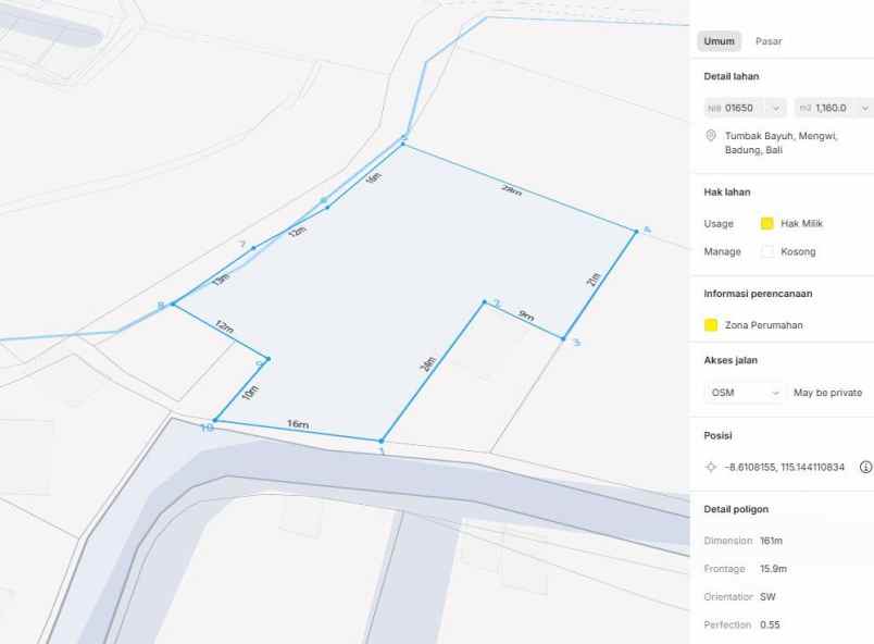 tanah strategis view sawah di tumbak bayuh canggu