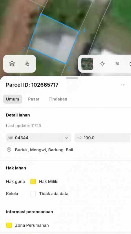 dijual 1 are jl dumpil sanghyang buduk mengwi badung
