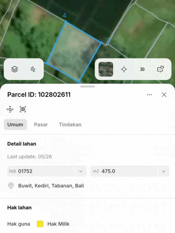 dijual 4 75 are jl raya buwit kediri tabanan
