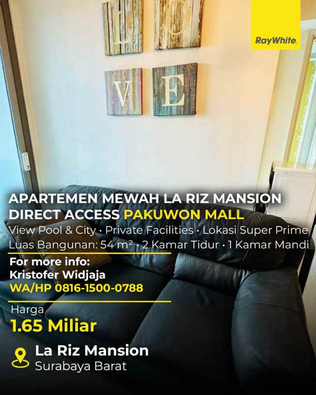 dijual apartemen la riz mansion pakuwon indah