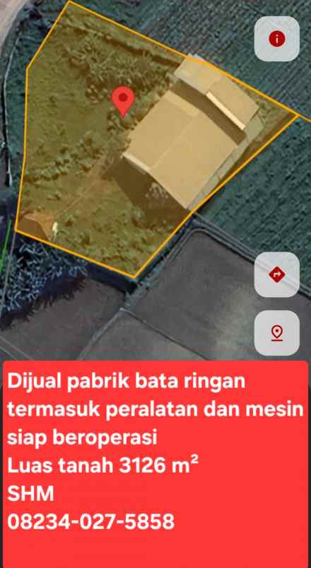 dijual pabrik bata ringan di puger jember jawa timur