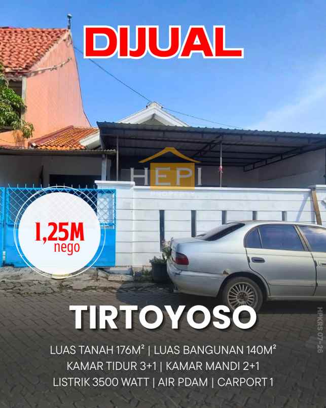 dijual rumah di tirtoyoso semarang timur
