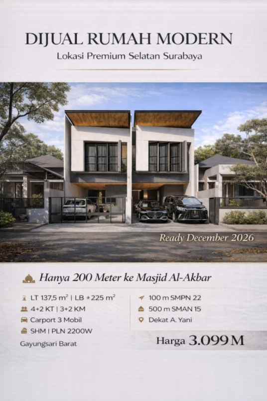 dijual rumah jalan gayungsari barat