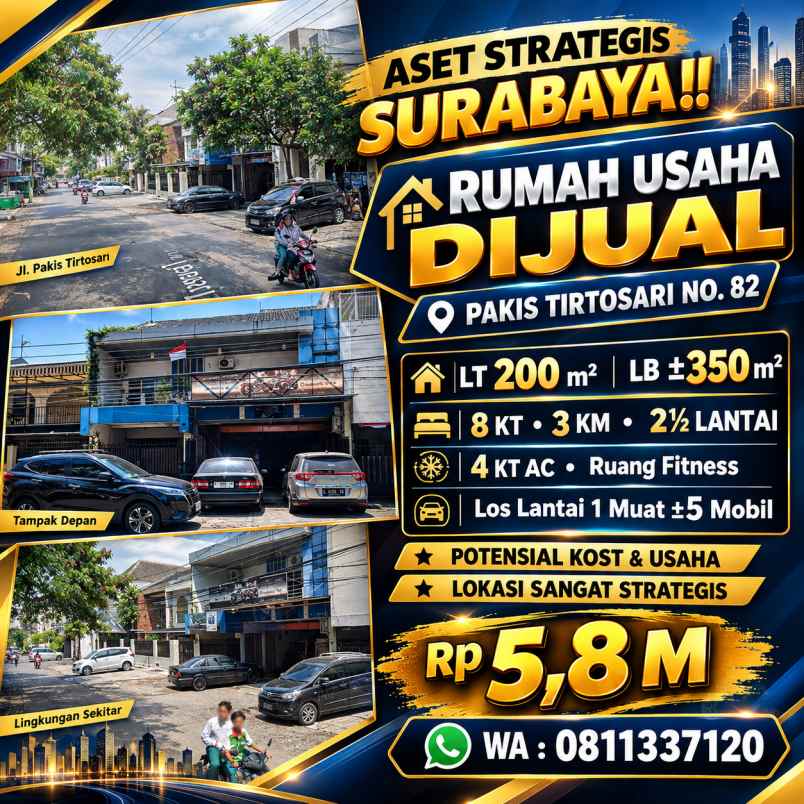 dijual rumah jl pakis tirtosari surabaya