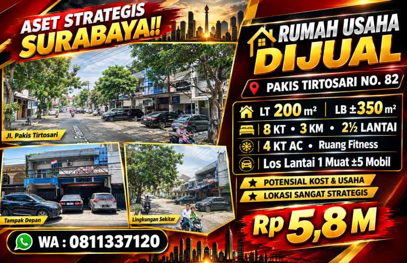 dijual rumah jl pakis tirtosari surabaya