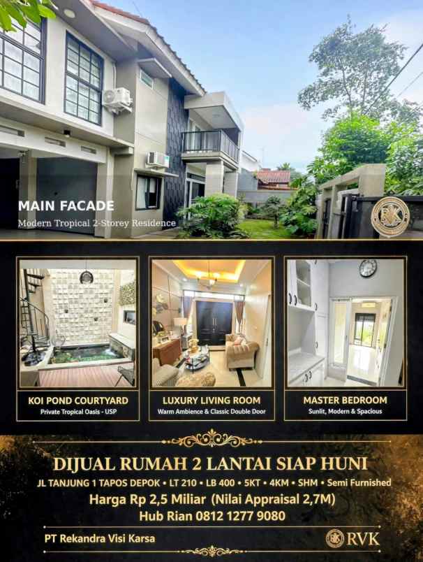 dijual rumah jl tanjung 1 sukatani